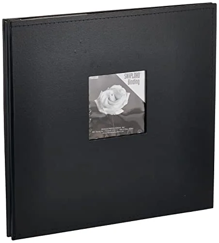 12x12 Snapload Sewn Leatherette Frame Cover Memory Book, Black