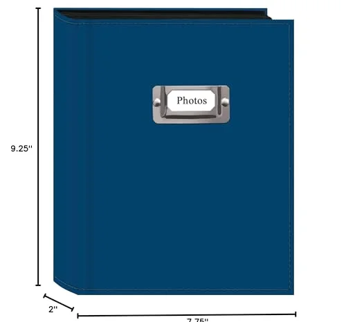 208-Pocket Sewn Leatherette Photo Album with Silvertone Metal I.D. Plate for 4x6 Prints, Bright Blue, photo 3