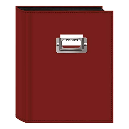 208-Pocket Sewn Leatherette Photo Album with Silvertone Metal I.D. Plate for 4x6 Prints, Bright Red, photo 3