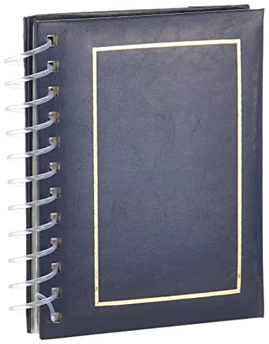 50-Pocket Spiral Bound Leatherette Mini Photo Album Easel for 4x6 Prints, Navy