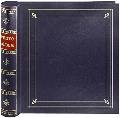 Coil Bound Leatherette Photo Album, 200 pockets, Navy blue