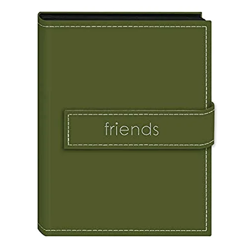 Embroidered Strap Sewn Leatherette Mini Album, 36 pockets, Sage Green (EXP-46/SGF)
