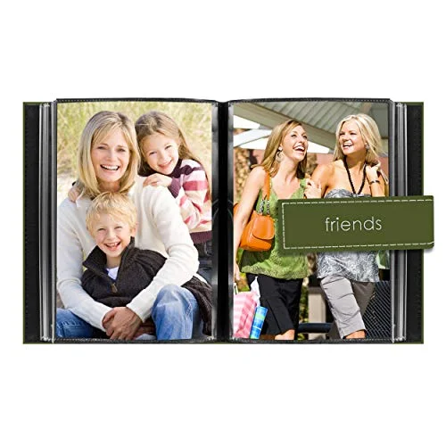 Embroidered Strap Sewn Leatherette Mini Album, 36 pockets, Sage Green (EXP-46/SGF), photo 4
