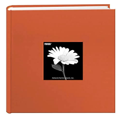 Fabric Frame Cover Photo Album, 200 pockets, Tangerine Orange