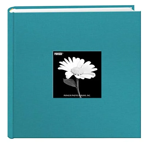 Fabric Frame Cover Photo Album, 200 pockets, Turquoise Blue