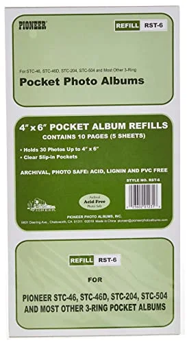 Refill Pages for STC-46, STC-46D, STC-204 and STC-504 Photo Albums 30 pockets holds 4x6 Photos