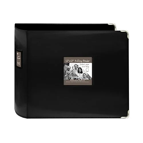 T12JF-BK 12x12 Sewn Leatherette 3-Ring Binder