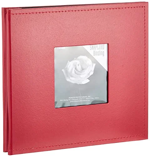 8x8 Snapload Sewn Leatherette Frame Cover Memory Book, Red
