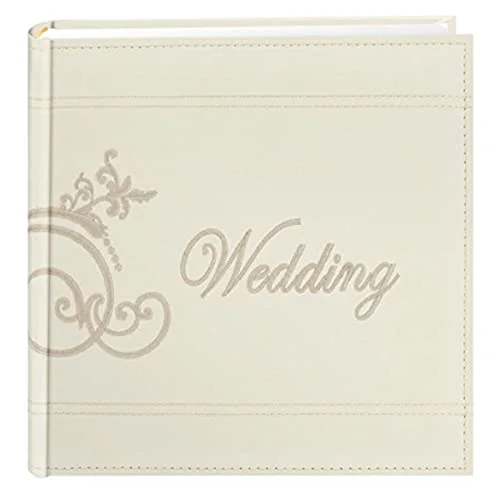 Embroidered Scroll Leatherette Photo Album 8x8 - White