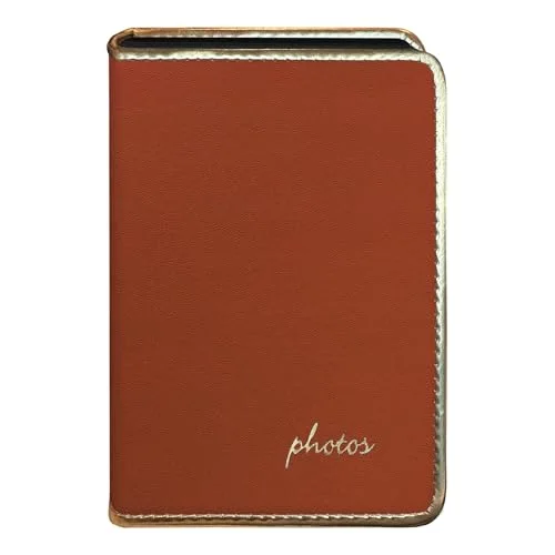 Gold Piped Edge Sewn Mini Photo Album, Coral