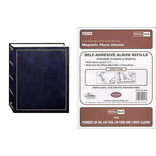 Magnetic Self-Stick 3-Ring Photo Album 100 Pages (50 Sheets), + Refill Pages for LM-100, LM-100D and LM-100W Photo Albums, 10 Pages (5 Sheets)