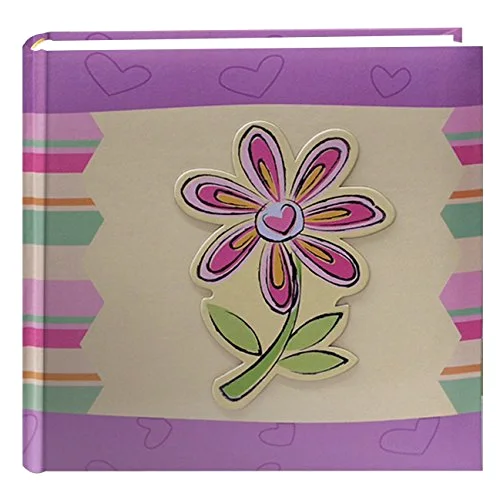 200-Pocket 3-D Striped Flower Applique Cover Photo Album, 4x6
