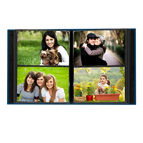 208-Pocket Sewn Leatherette Photo Album with Silvertone Metal I.D. Plate for 4x6 Prints, Bright Blue, photo 5