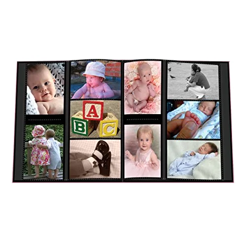 Collage Frame Embossed "Baby" Sewn Leatherette Cover Photo Album, 4x6, 240 Photos, Baby, Baby Pink, photo 3