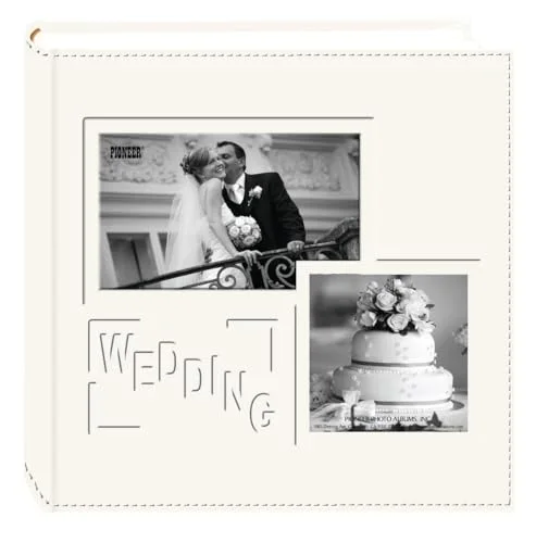 Collage Frame Embossed Leatherette Album, 200 pockets, Ivory
