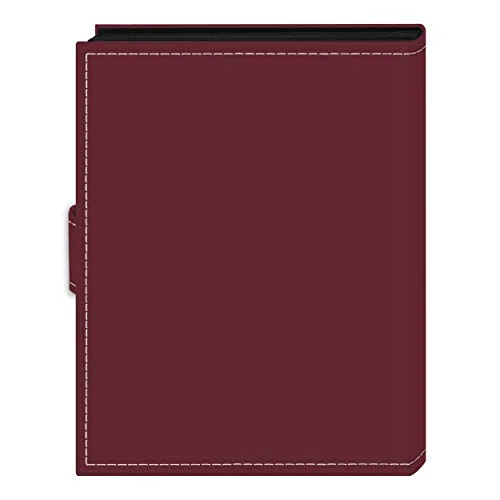 Embroidered Strap Sewn Leatherette Mini Album, 36 pockets, Burgundy (EXP-46/BF), photo 2
