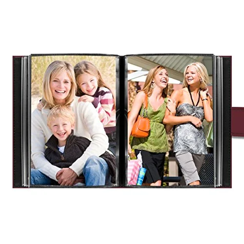 Embroidered Strap Sewn Leatherette Mini Album, 36 pockets, Burgundy (EXP-46/BF), photo 4