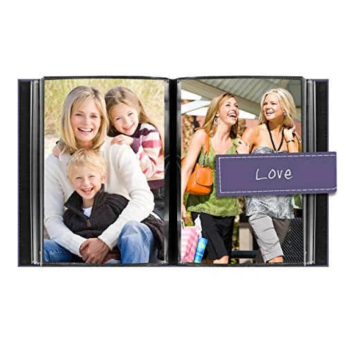 Embroidered Strap Sewn Leatherette Mini Album, 36 pockets, Lavender (EXP-46/LL), photo 4