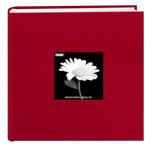 Fabric Frame Cover Photo Album, 200 pockets, Apple Red