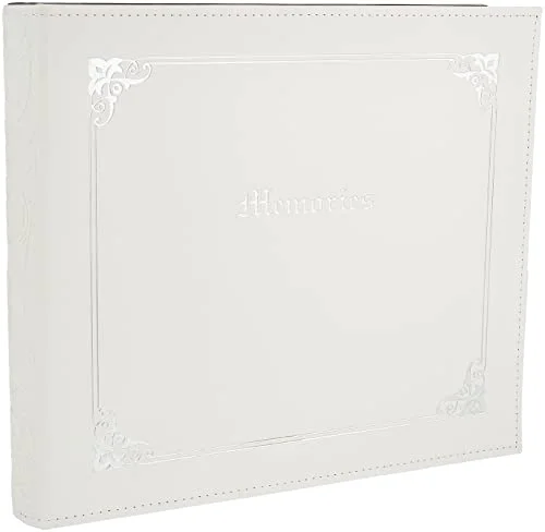 12x12 3-Ring Sewn Italian Cover Scrapbook Binder, White