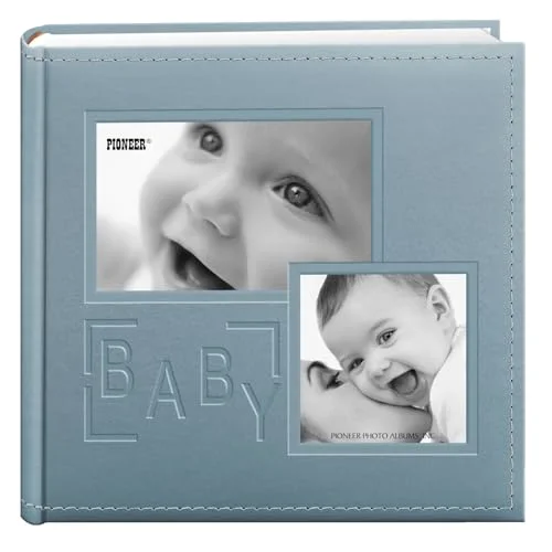 Collage Frame Embossed Leatherette Album, 200 pockets, Blue