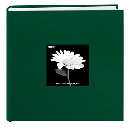 Fabric Frame Cover Photo Album, 200 pockets, Emerald Green