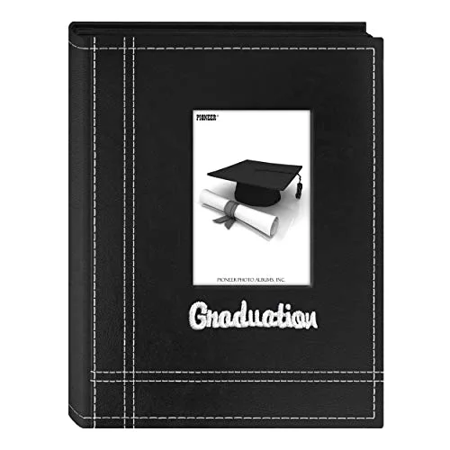 36-Pocket Sewn Leatherette Embroidered "Graduation" Theme Frame Cover Album for 4x6 Prints