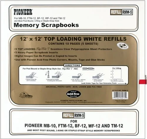 Albums Postbound Top Loading Page Protectors 5 Pack 12x12 (with Inserts) RMW5 (3-Pack)