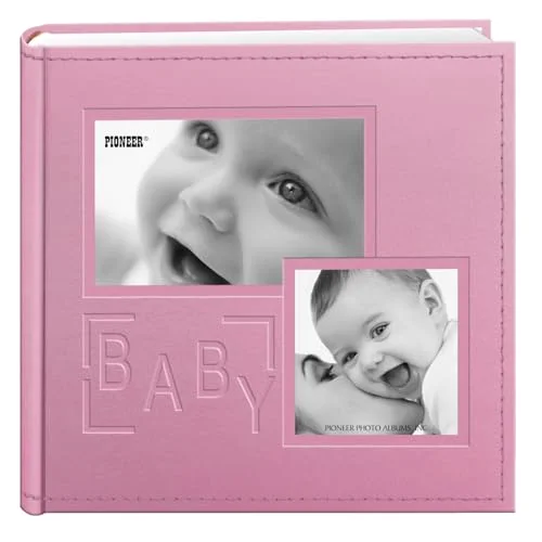 Collage Frame Embossed Leatherette Album, 200 pockets, Pink