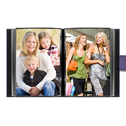 Embroidered Strap Sewn Leatherette Mini Album, 36 pockets, Lavender (EXP-46/LL), photo 3