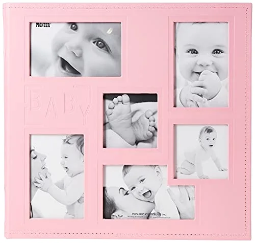 Post-Bound Fabric Frame Memory Book, 12x12, White,Pink, 20 prints