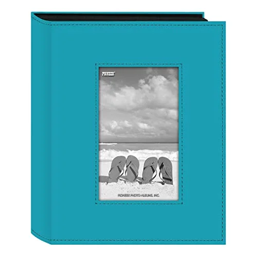 Sewn Leatherette Frame Photo Album, Bright Blue