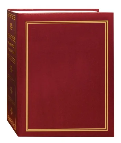 Book Style Bound Photo Album with Accents, holds 208 4x6 Photos, 2 Per Page, Burgundy