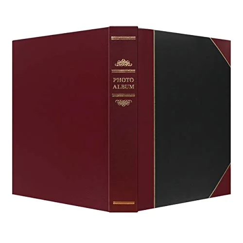 Ledger Style Leatherette Album, 50 pockets, 5x7, Black and Red, photo 2