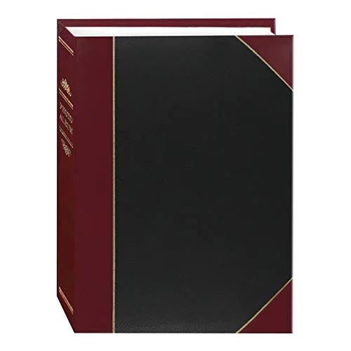 Ledger Style Leatherette Album, 50 pockets, 5x7, Black and Red