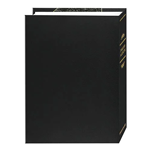 Ledger Style Leatherette Album, 50 pockets, 5x7, Silver Marble and Black, photo 3