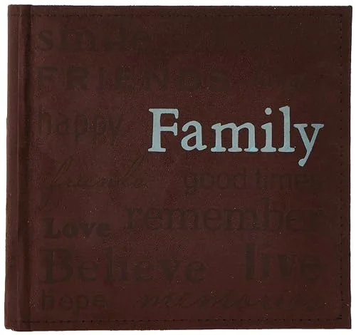 10004163 Family Text Design Sewn Faux Suede Cover Album, Multicolor