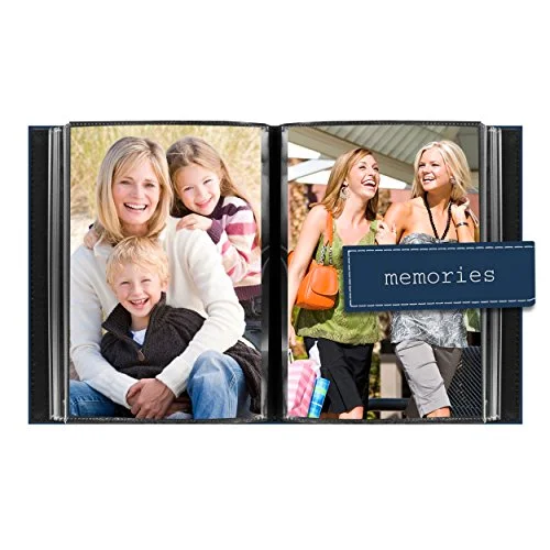 Embroidered Strap Sewn Leatherette Mini Album, 36 pockets, Blue (EXP-46/BM), photo 3