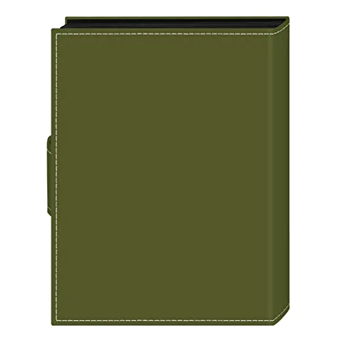 Embroidered Strap Sewn Leatherette Mini Album, 36 pockets, 5x7, Sage Green, photo 2