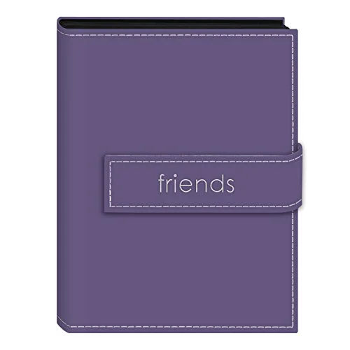 Embroidered Strap Sewn Leatherette Mini Album, 36 pockets, 5x7, Lavender (EXP-57/LF)