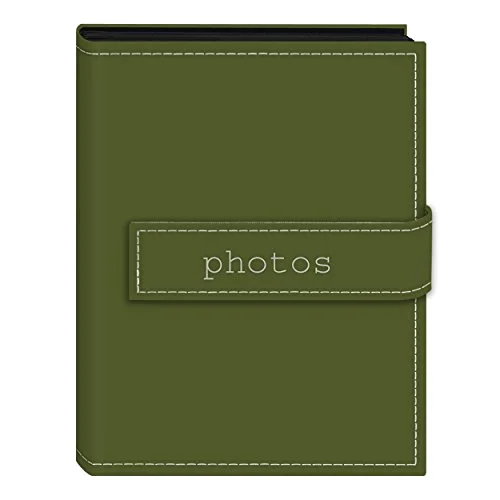 Embroidered Strap Sewn Leatherette Mini Album, 36 pockets, Sage Green (EXP-46/SGP)