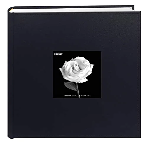 Sewn Leatherette Frame Cover Photo Album, 200 pockets, Blue,Clear