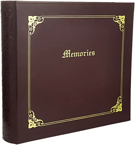 12x12 3-Ring Sewn Italian Cover Scrapbook Binder, Burgundy