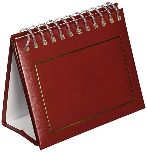 50-Pocket Spiral Bound Leatherette Mini Photo Album Easel for 4x6 Prints, Burgundy