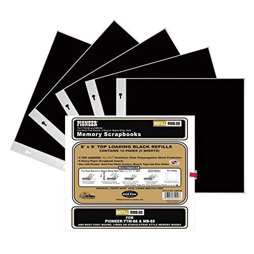 Bund Top Loading Page Protectors with Inserts, , 5-Pack, Black, 8x8