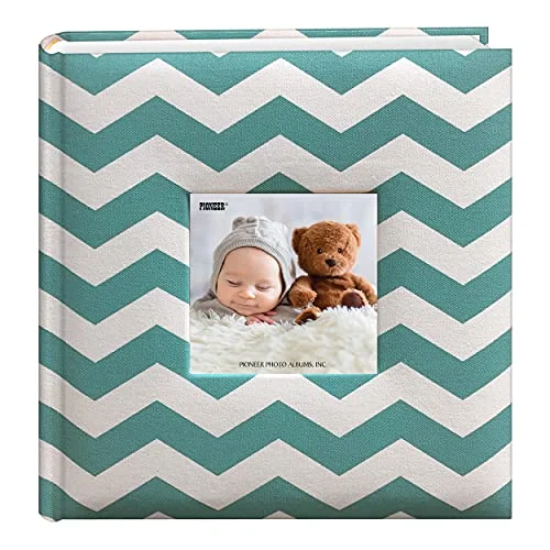 Chevron Fabric Frame Cover Photo Album, 200 pockets, Blue