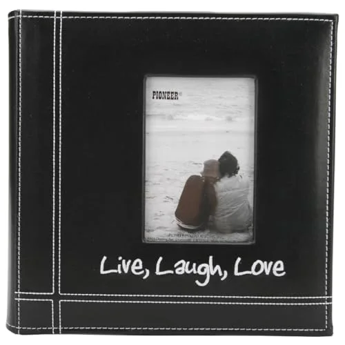 Embroidered Live, Laugh, Love Sewn Leatherette Frame Cover Album for 4x6 Prints