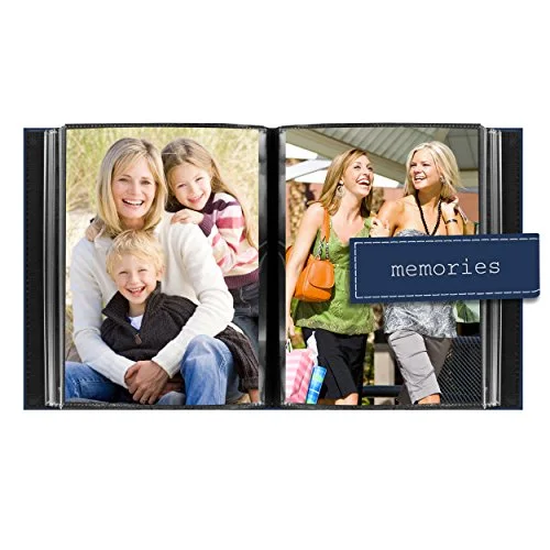 Embroidered Strap Sewn Leatherette Mini Album, 36 pockets, 5x7, Blue (EXP-57/BM), photo 3