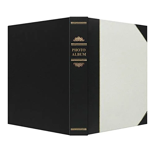 Ledger Style Leatherette Album, 50 pockets, 5x7, White and Black, photo 2