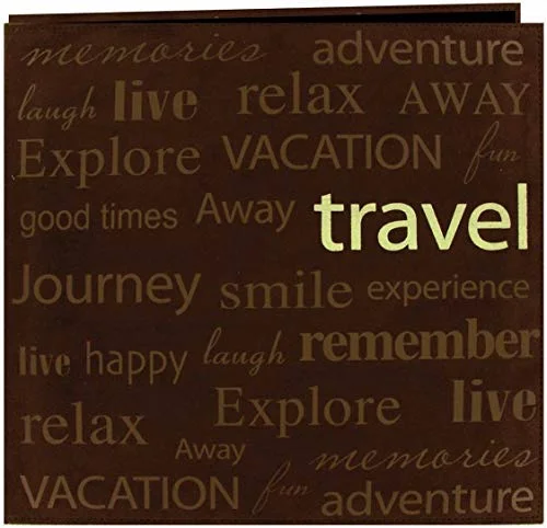 Text Faux Suede Post Bound Album 12x12, Travel